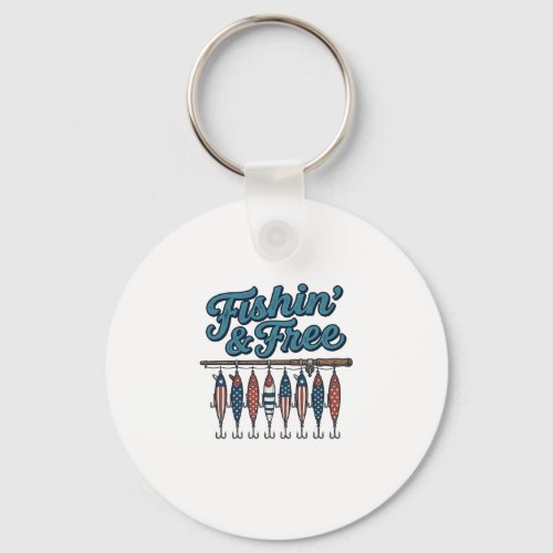 Fishin’ & Free Patriotic Fishing Lure Vintage Keychain
