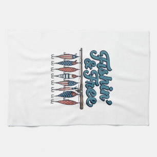 Fishin’ & Free Patriotic Fishing Lure Vintage Kitchen Towel