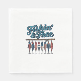 Fishin’ & Free Patriotic Fishing Lure Vintage Napkins