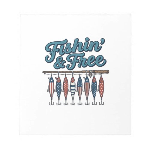 Fishin’ & Free Patriotic Fishing Lure Vintage Notepad