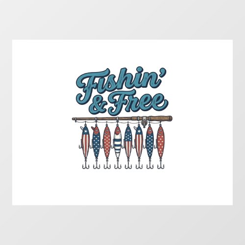Fishin’ & Free Patriotic Fishing Lure Vintage Window Cling