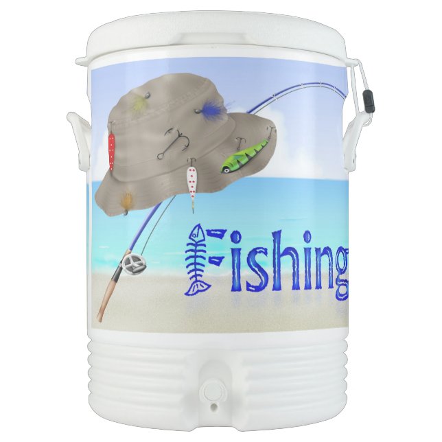Fishing 10 Gallon Beverage Cooler (Front)