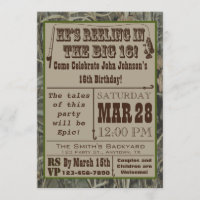 Fishing 16th Birthday Invitation with Camo