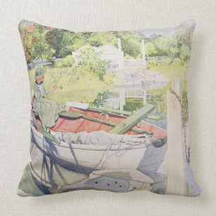 Fishing, 1909 throw pillow