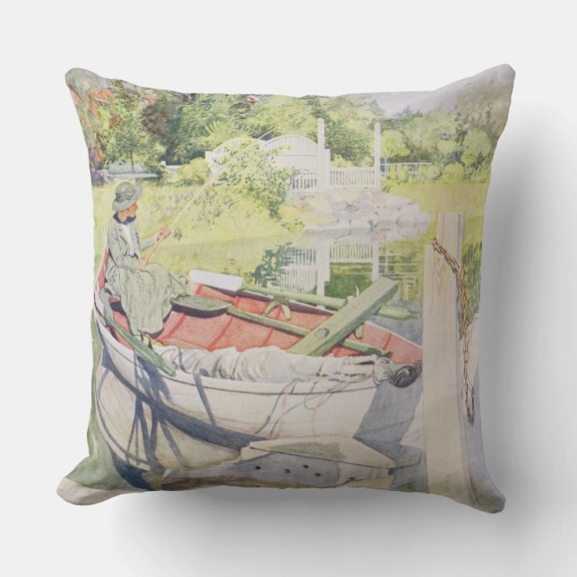 Fishing, 1909 throw pillow (Front)