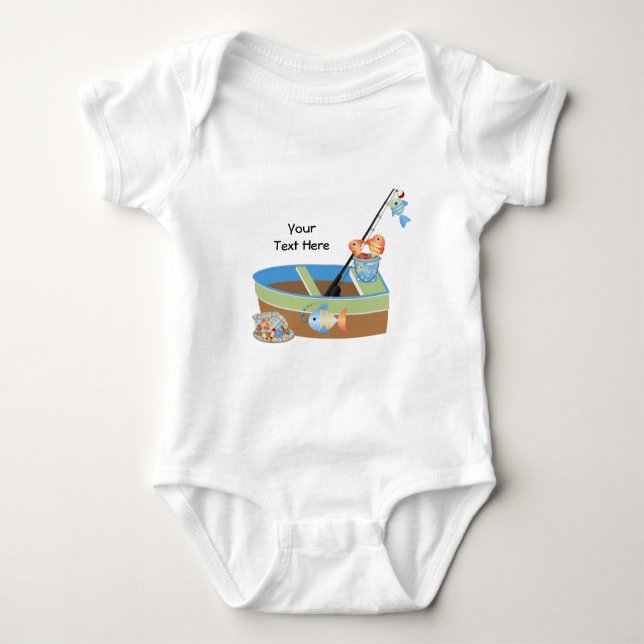 Fishing 1 (personalized) baby bodysuit (Front)