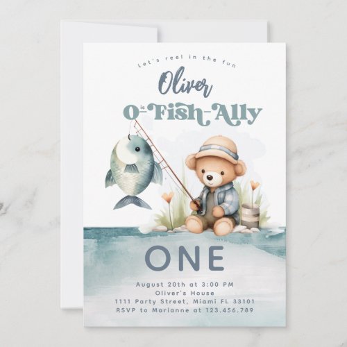 Fishing 1st Birthday Boy O_Fish_Ally Party Invitation
