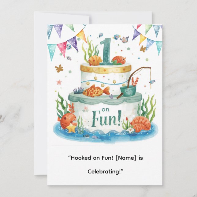 Fishing 1st Birthday for Little Anglers Party  Invitation (Front)