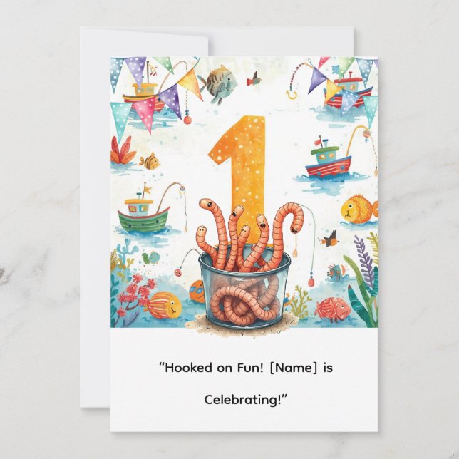 Fishing 1st Birthday for Little Anglers Party  Invitation (Front)