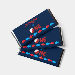 Fishing 1st Birthday Hershey Bar Favors