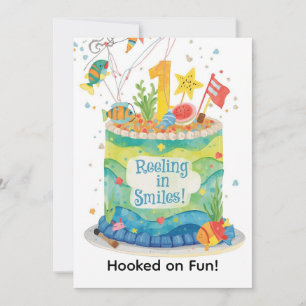 Fishing 1st Birthday Invitation Little Anglers