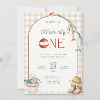 Fishing 1st Birthday Invitation O Fishally One