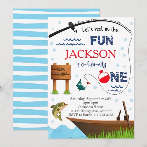 Fishing 1st Birthday O-Fish-Ally One Invite