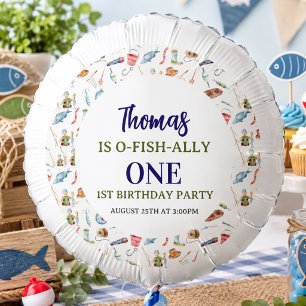 Fishing 1st Birthday O-Fish-Ally One party Balloon