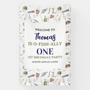 Fishing 1st Birthday   O-Fish-Ally One party Banner