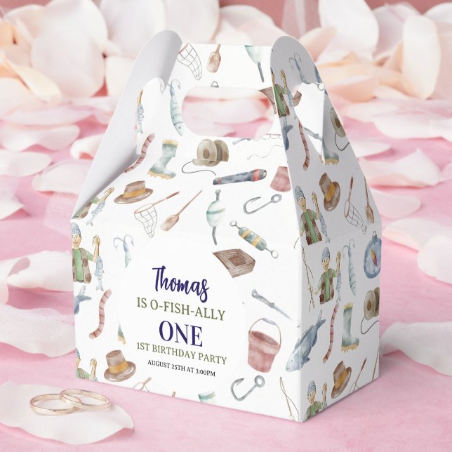 Fishing 1st Birthday | O-Fish-Ally One party Favor Boxes (Wedding)
