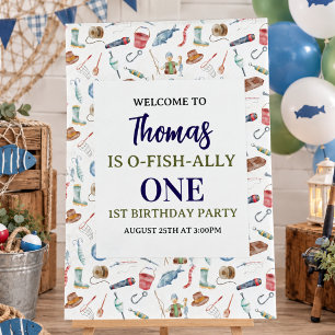 Fishing 1st Birthday O-Fish-Ally One party Foam Board