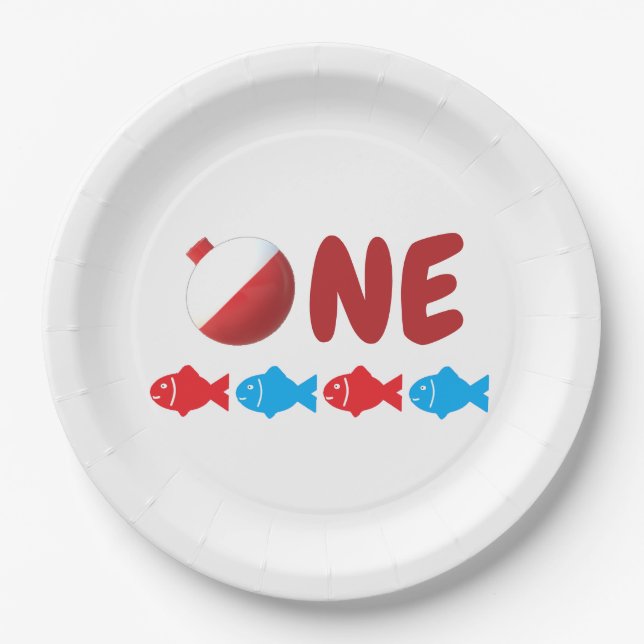 Fishing 1st Birthday Paper Plates (Front)