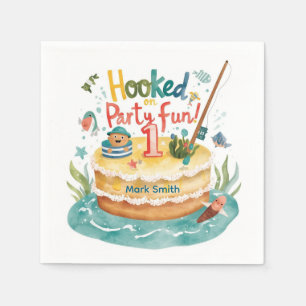 Fishing 1st Birthday Party with Cake decoration Napkins