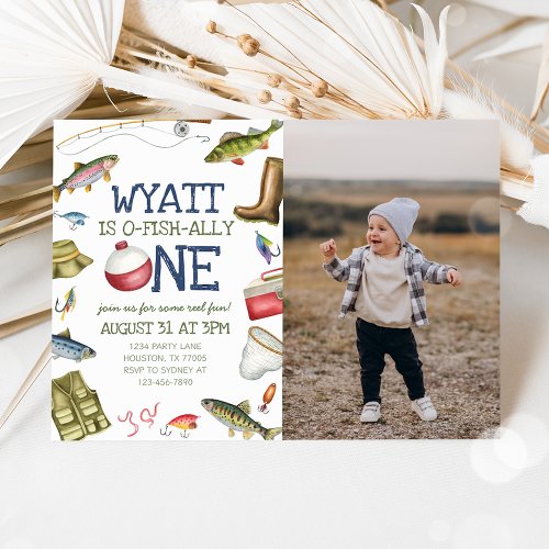 Fishing 1st Birthday Photo Invitation