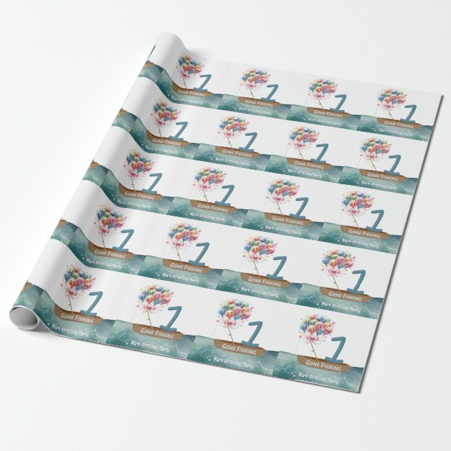 Fishing 1st Birthday  Wrapping Paper (Unrolled)