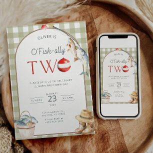 Fishing 2nd Birthday Invitation O Fishally Two
