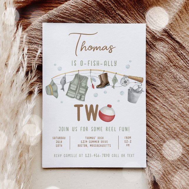  Fishing 2nd Birthday O-Fish-Ally Two Birthday Invitation (Creator Uploaded)