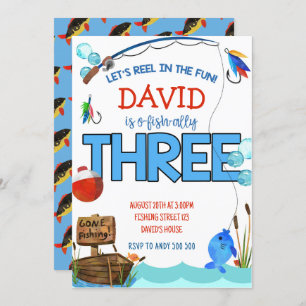 Fishing 3rd Birthday Boy Party O-fish-ally Invitation