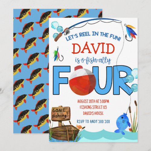 Fishing 4th Birthday Boy Party O-fish-ally