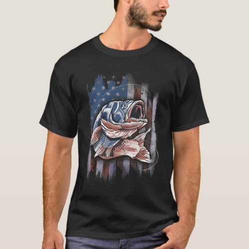 Fishing 4th Of July Men Amercian Flag B Fishing  T_Shirt