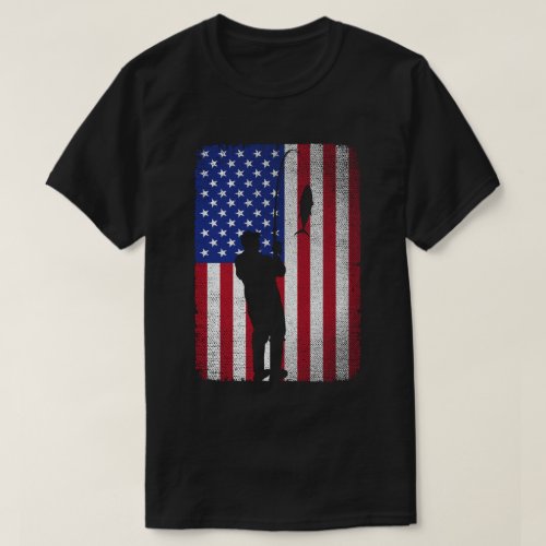 Fishing 4th Of July USA American Flag Fisherman  T_Shirt