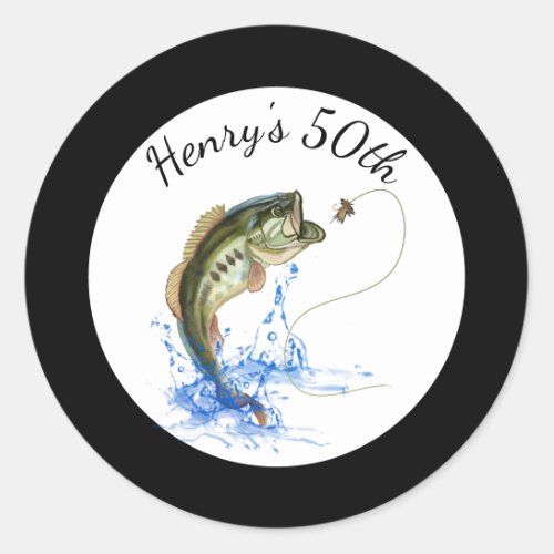 Fishing 50th Birthday Classic Round Sticker