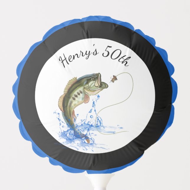 Fishing 50th Birthday Party Balloon (Front)