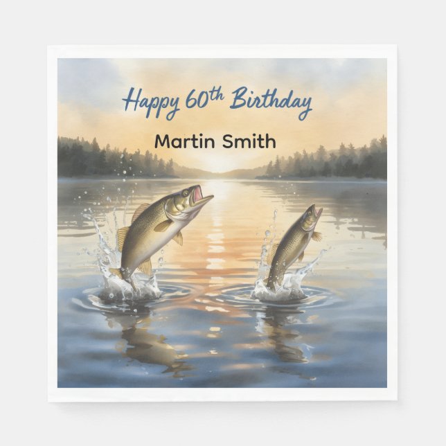 Fishing 60th birthday 60th birthday  napkins (Front)