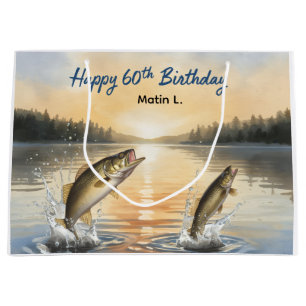 Fishing 60th Birthday Large Gift Bag
