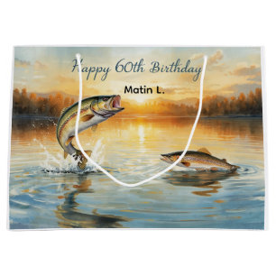 Fishing 60th Birthday Large Gift Bag