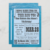 Fishing 75th Birthday Invitation with Water (Front/Back)