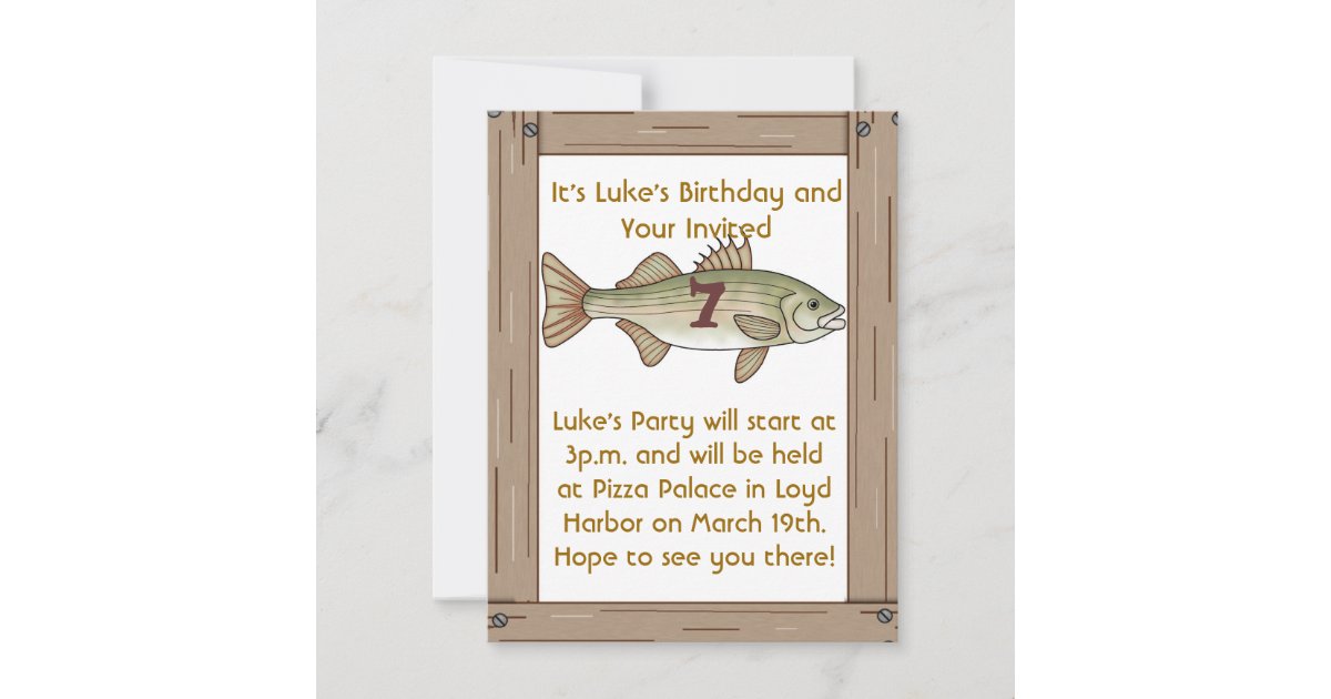 Fishing 7th Birthday Party Boys Invitation | Zazzle