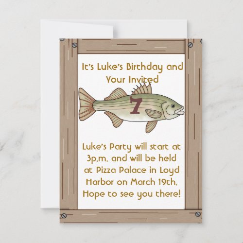 Fishing 7th Birthday Party Boys Invitation