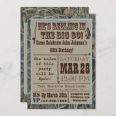 Fishing 80th Birthday Invitation with Camo (Front/Back)