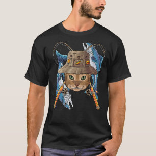 Fishing Abyssinian Outdoor Fisherman Cat Cute Fly T-Shirt