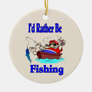 Fishing, add, edit text ceramic ornament