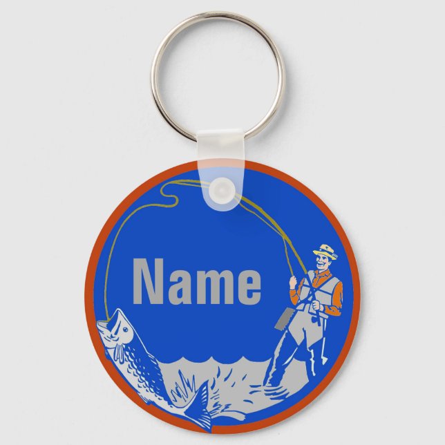 Fishing, add name or text keychain (Front)