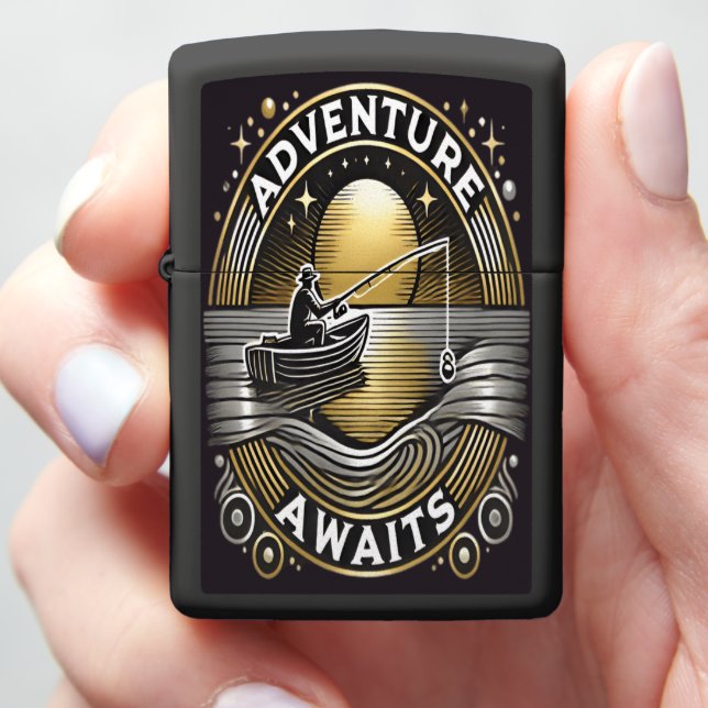 Fishing Adventure Awaits in Serene Waters Zippo Lighter (In Hand)