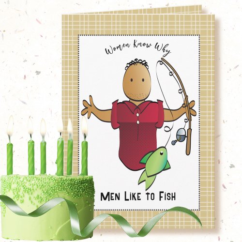 Fishing African American Male Cartoon Birthday