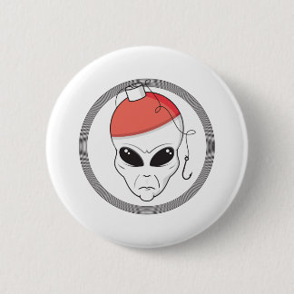 fishing alien head pinback button