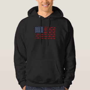 Fishing American Flag Fisherman Patriotic Day 4th  Hoodie