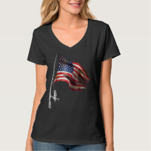 Fishing American Flag Fisherman Patriotic Day 4th T-Shirt