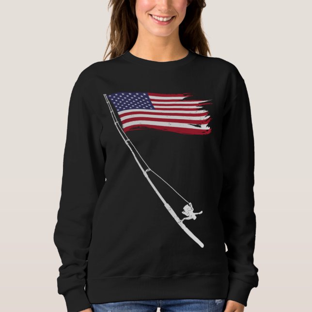 Fishing  American Flag Fishing Rod Sweatshirt (Front)
