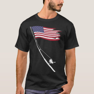 Fishing American Flag Fishing Rod T-Shirt